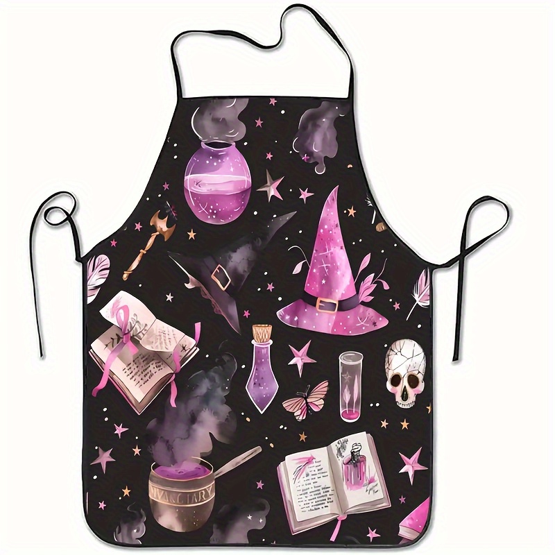 Home Cooking Book - 2pcs Witchcraft-Themed Sleeveless Aprons - 100%