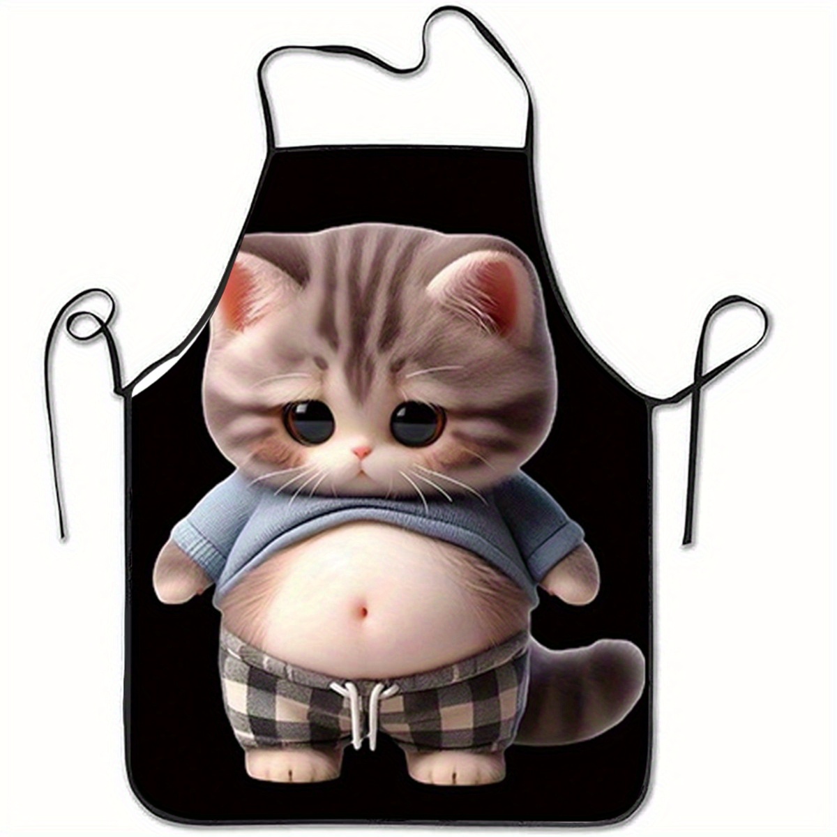 Home Cooking For Cats - Cute Cartoon Cat Print Apron, Funny