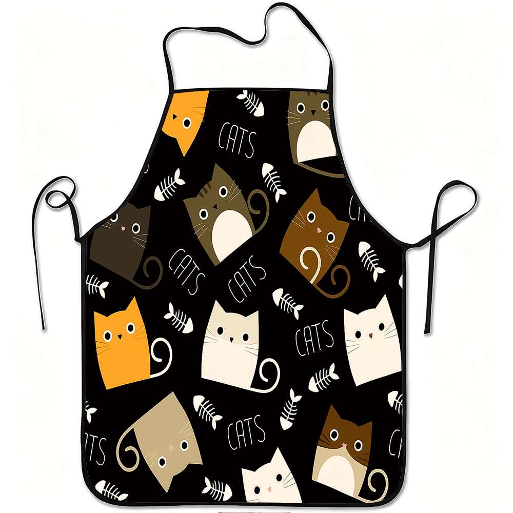 Home Cooking For Cats - 1 Piece of Fun Cartoon-Themed Apron,