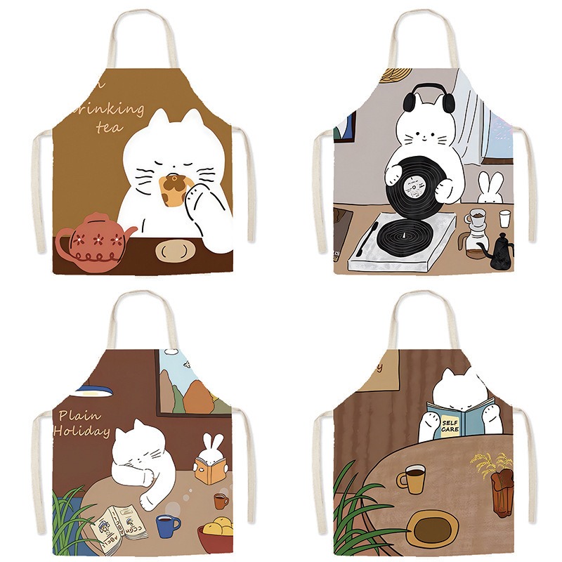 Cute White Cat Printed Apron C - огляд і ціна Home Cooking For Cats