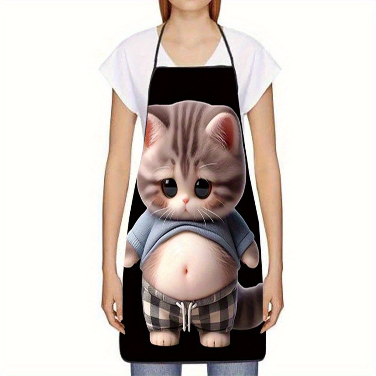 Cute Cartoon Cat Print Apron,  - огляд і ціна Home Cooking For Cats