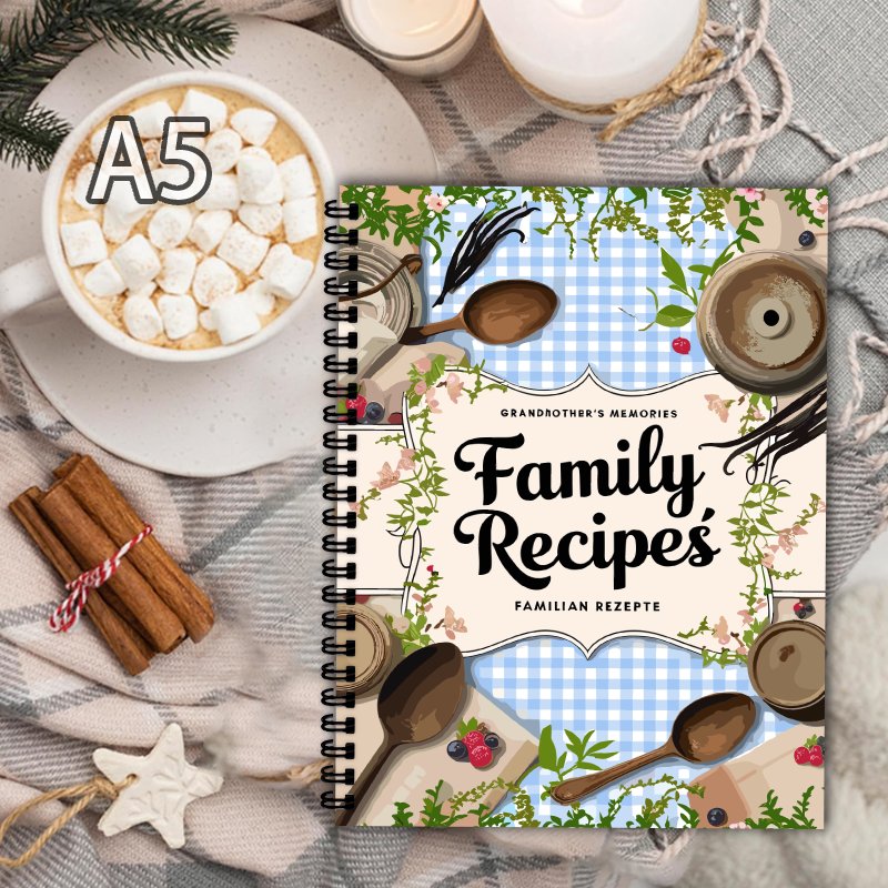 A5 Recipe Book, Blue Grid, Vin - огляд і ціна Home Cooking Book
